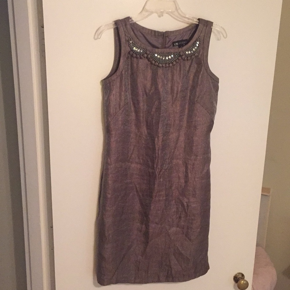 Gray beaded semi formal/business casual dress